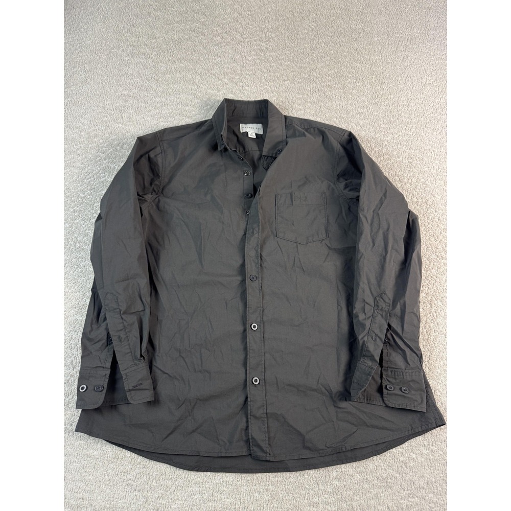 Dapper Boi Shirt Mens Small Gray Long Sleeve Button Front Stretch Casual‎ Pocket